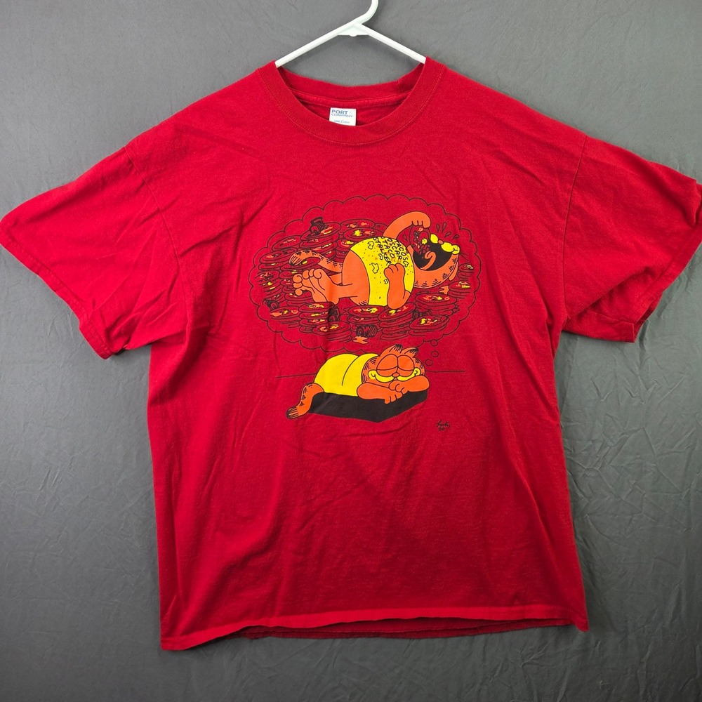 Port & Company Garfield Taco Stalker T-Shirt Mens XL Red Excellent Graphic Tee
